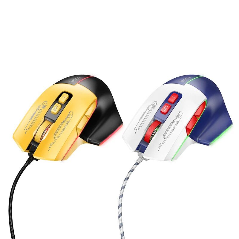 Миша Hoco GM31 Overlord luminous gaming wired mouse Black Yellow — фото 4