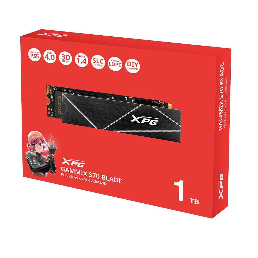 Накопичувач SSD M.2 Adata Gammix S70 Blade 1TB 2280 PCIe 4x4 NVMe 3D — фото 3