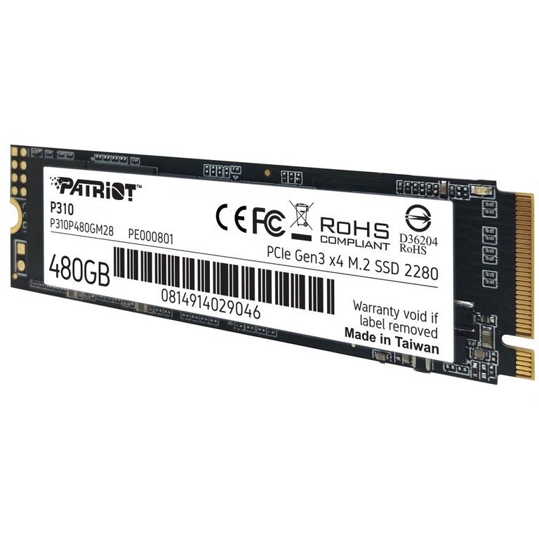 Накопичувач SSD M.2 Patriot P310 480GB NVMe 2280 PCIe 3.0x4 3D Nand — фото 4