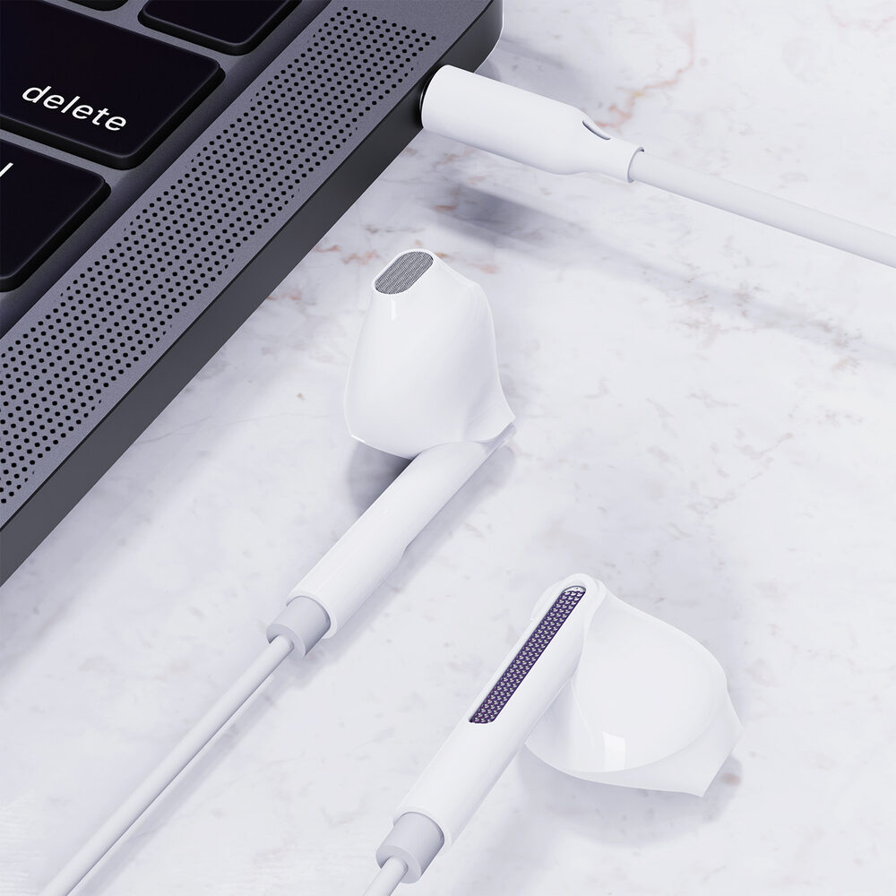 Навушники Acefast L14 3.5mm semi-in-ear wired earphones with mic White — фото 8