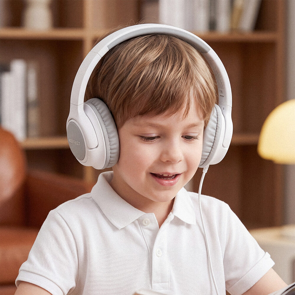 Навушники дротові Acefast H18 wired headset for kids Grey White — фото 7