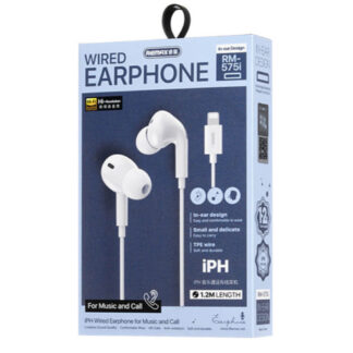 Навушники дротові Remax Wired Earphones for Music and Call RM-575/a/i (Lightning) White — фото 3
