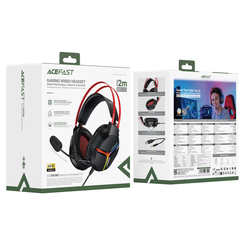 Навушники ігрові Acefast H16 gaming wired headset Black — фото 3