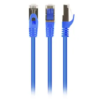 Патч корд, S/STP, литий, 50u″ штекер із фіксатором, 0.25 м, синій