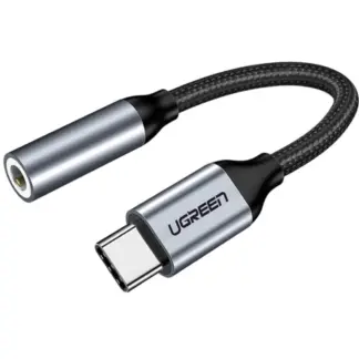Переходник Ugreen AV142 10 см USB Type-C to 3.5mm Сірий 30632
