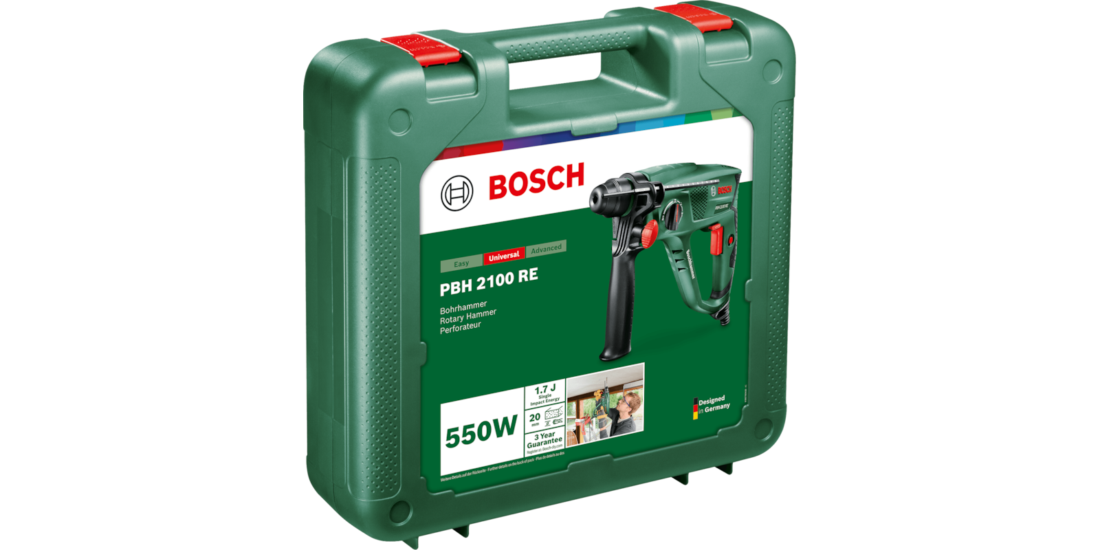 Перфоратор Bosch PBH 2100 RE SDS-plus 550 Вт 1.7 Дж 2.2 кг — фото 3