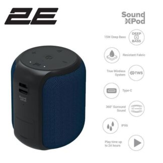 Портативна акустика 2E SoundXPod 15 Вт BT 5.3 TWS IPX6 Синя