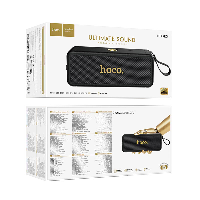 Портативна колонка Hoco HT1 Pro Marquis sports, 8W*2, Black — фото 3