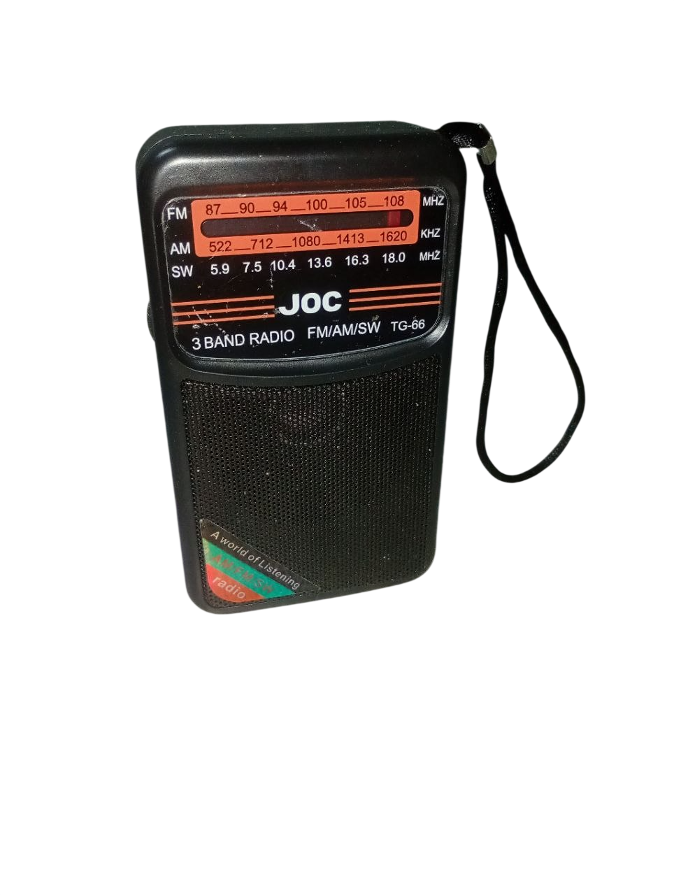 Радіоприймач портативний JOC TG-66 FM/AM/SW, акумулятор 18650, чорний
