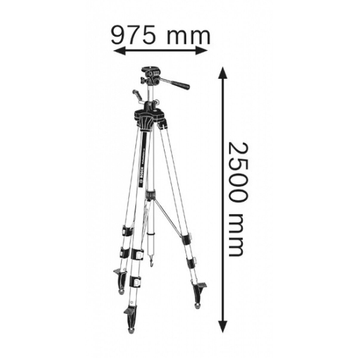Штатив Bosch Professional BT250 для нівелірів 1/4″, 97.5–250 см — фото 2