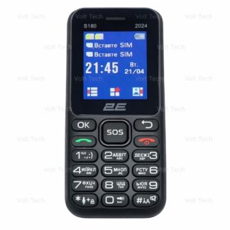 Телефон для літніх 2E S180 2024 Black 2 SIM. Великі кнопки. Гучний