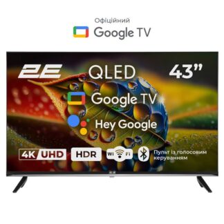 Телевізор 43″ 2E Qled 4K 60Hz Smart Google TV Black