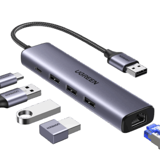 USB-концентратор Ugreen CM475 USB 3.0 to Gigabit + 3xUSB 3.0, Серый