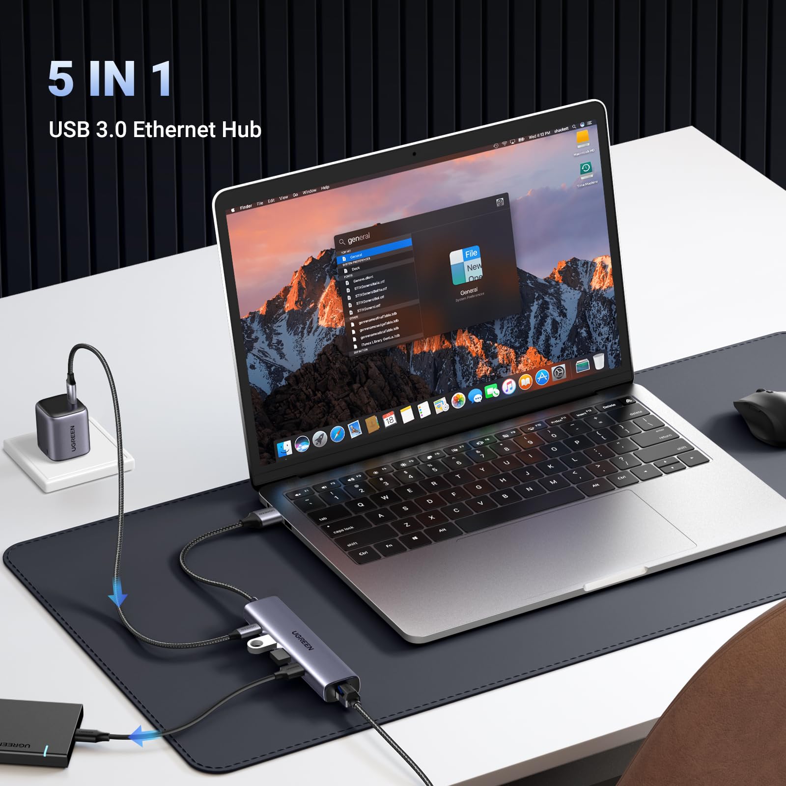 USB-хаб Ugreen CM475 USB 3.0 to Gigabit + 3xUSB 3.0 Converter with - Зображення 2