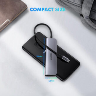 USB-хаб Ugreen CM251 5-in-2 Dual USB Type-C to 3x USB 3.0 + Hdmi + USB Type-C Multifunction Adapter Space Gray — фото 2