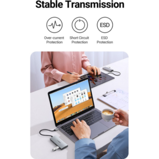 USB-хаб Ugreen CM480 USB-C to 2×USB 3.2+2×USB-C Adapter 10G Space Gray — фото 4