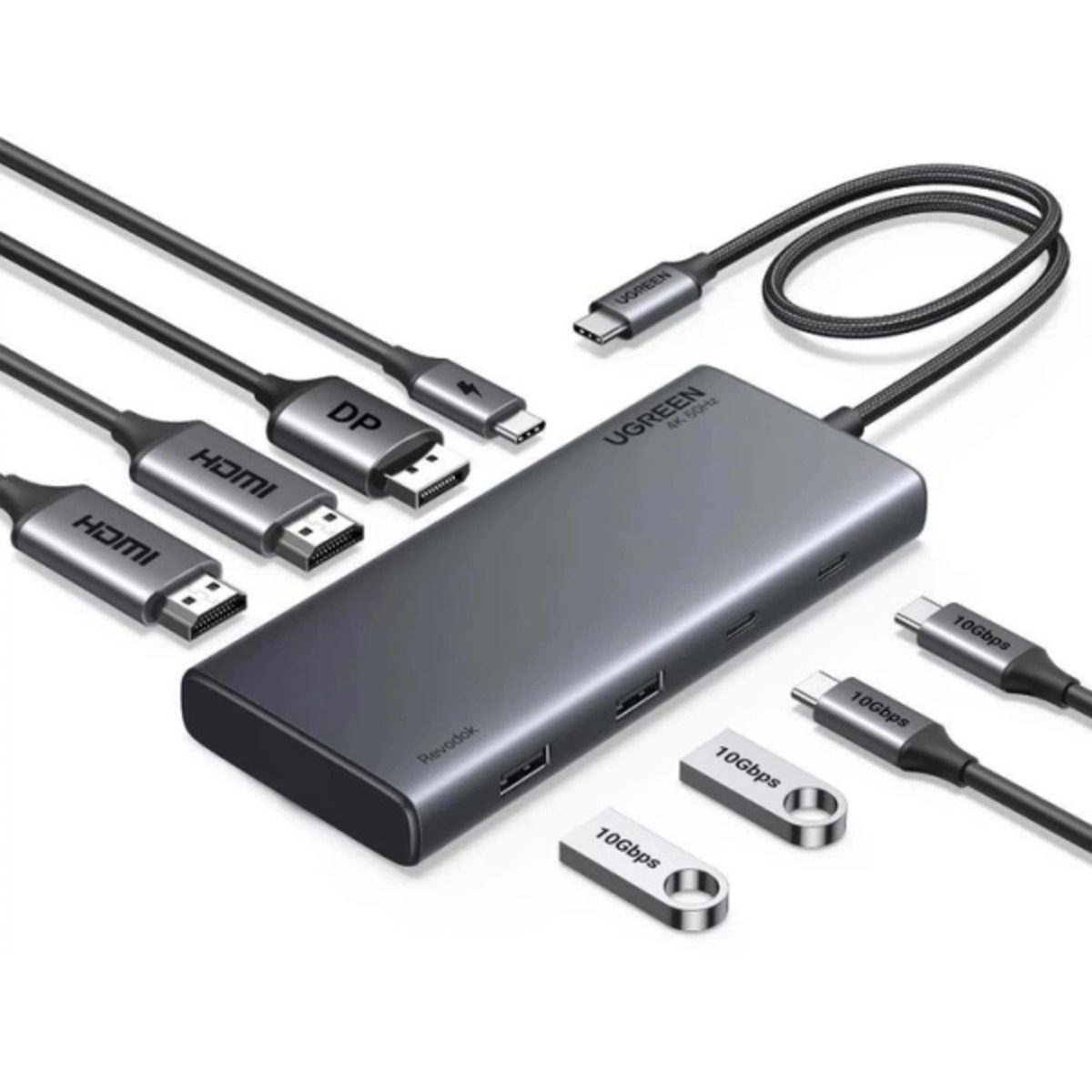 USB-хаб Ugreen CM639 2xUSB 3.2 + 2xUSB-C 3.2 + Hdmi + DP + PD — фото 2