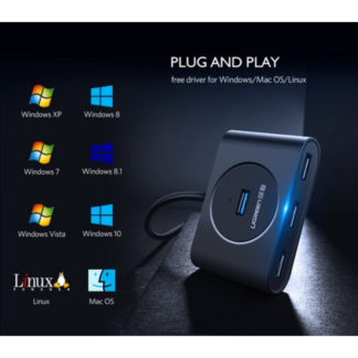 USB-хаб Ugreen CR113 USB 3.0 with USB Type-C Plug 4 Ports HUB 1m Black — фото 4