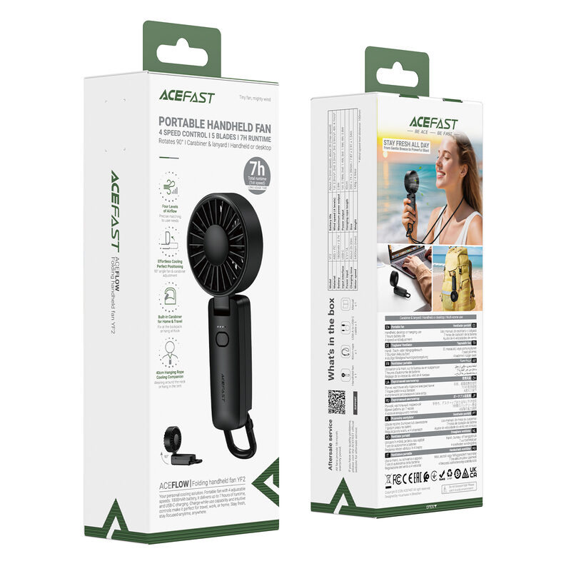 Вентилятор Acefast YF2 folding handheld fan Black — фото 3