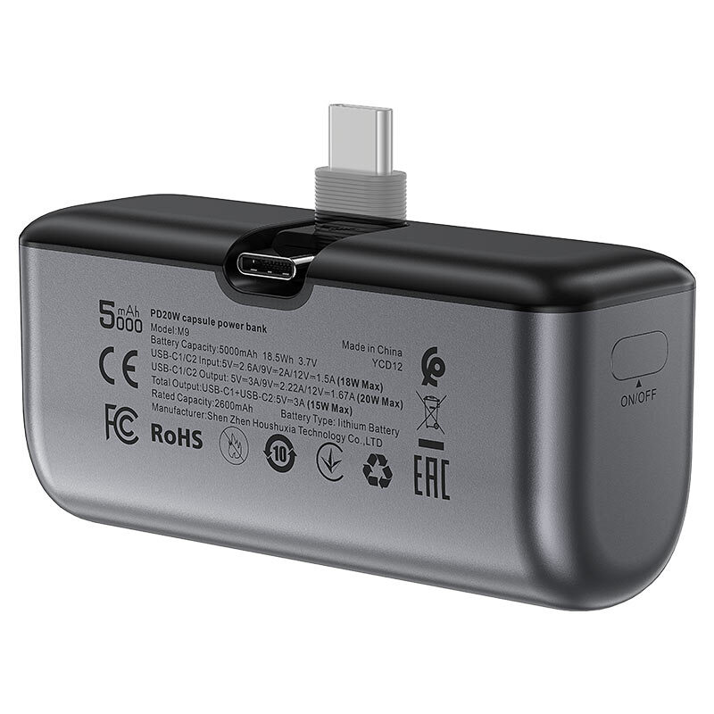 Зовнішній акумулятор Acefast M9-5000 PD20W capsule power bank Black — фото 6
