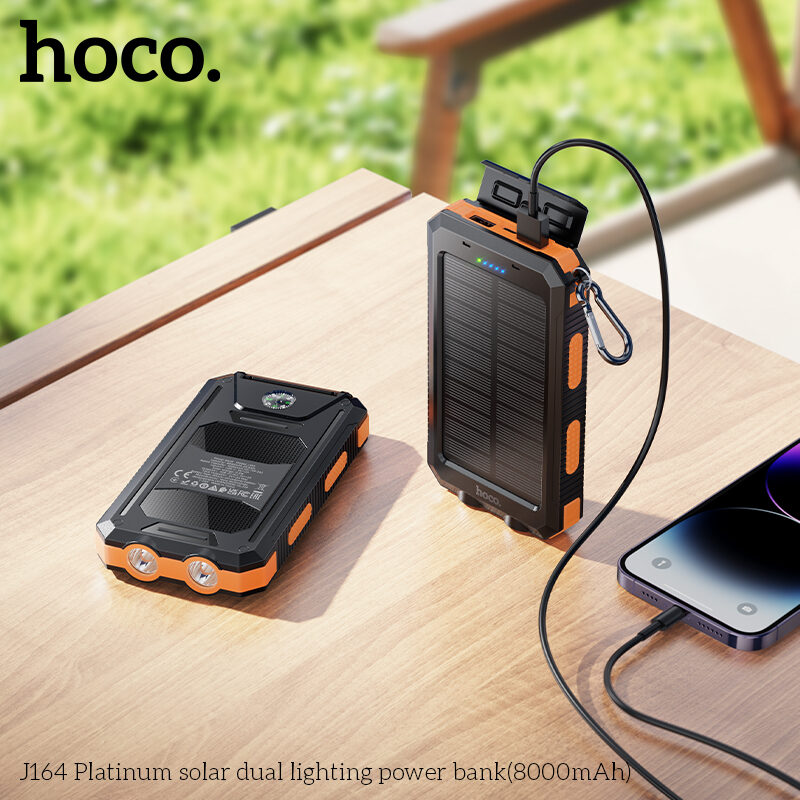 Зовнішній акумулятор Hoco J164 Platinum solar dual lighting power — фото 10