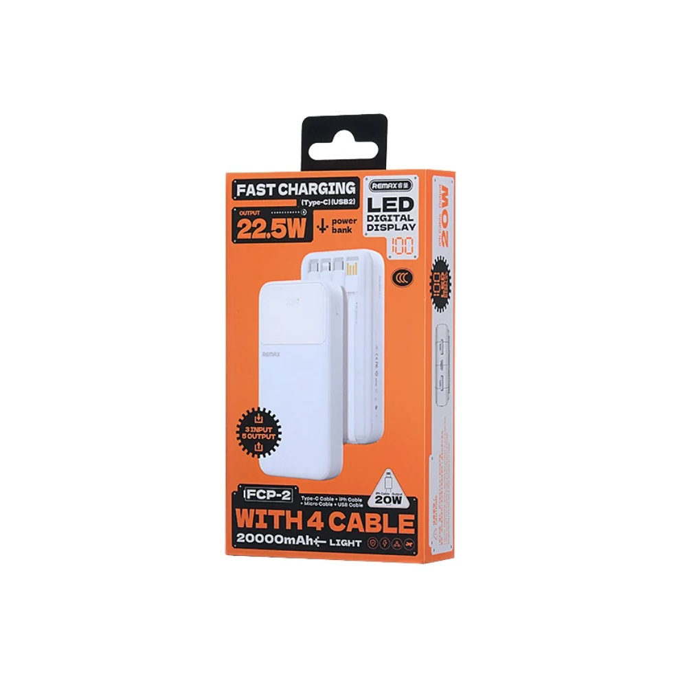 Зовнішній акумулятор Remax 20W+22.5W with 3 Fast Charging Cable Power — фото 3