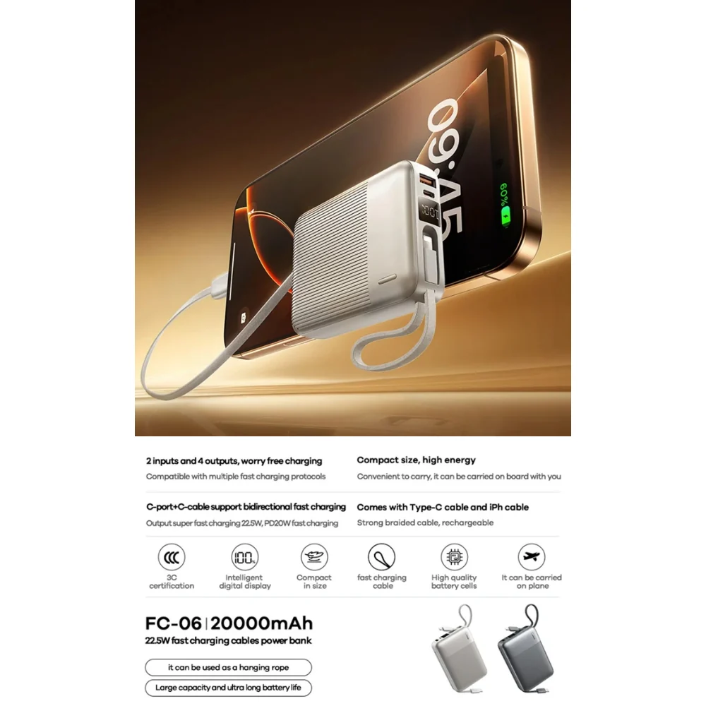 Зовнішній акумулятор Remax 22.5W Fast Charging Cables Power Bank — фото 4
