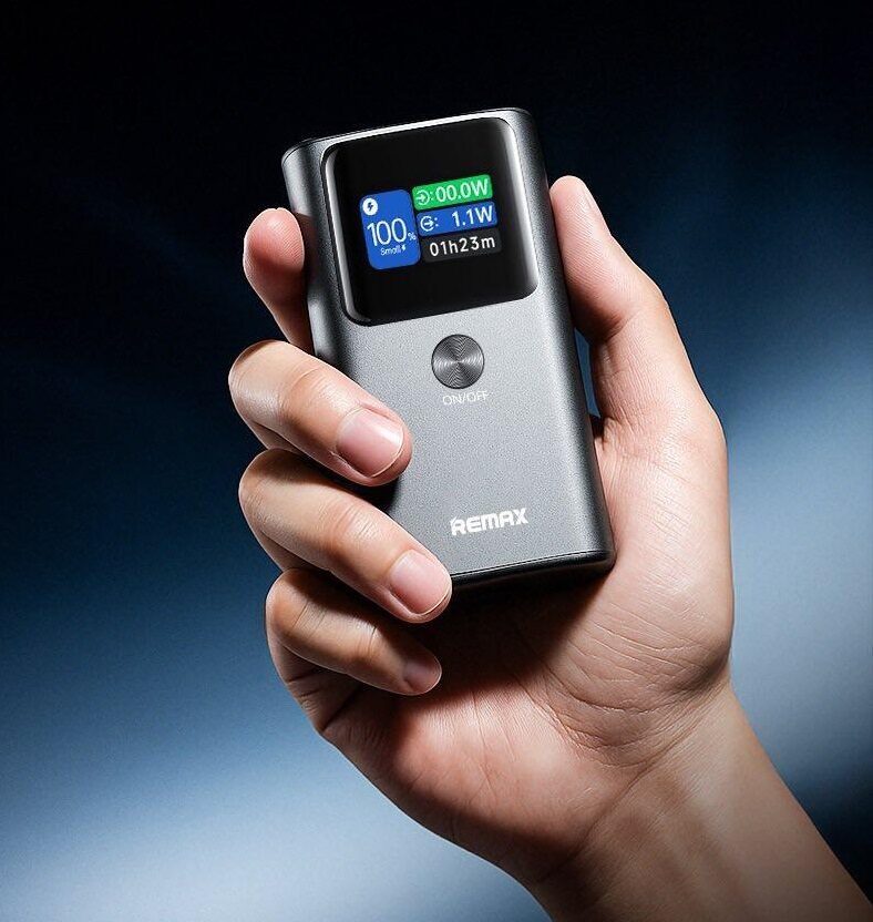 Зовнішній акумулятор Remax Dinba 55W+22.5W PD+QC color screen aluminum — фото 4