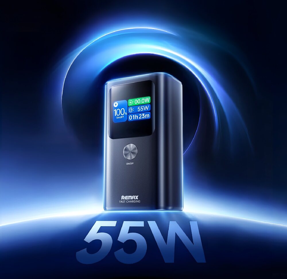 Зовнішній акумулятор Remax Dinba 55W+22.5W PD+QC color screen aluminum — фото 5