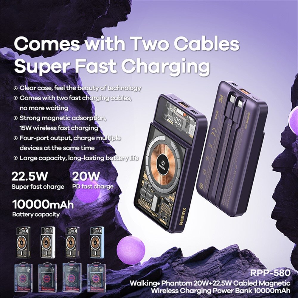 Зовнішній акумулятор Remax Walking·Phantom Series PD20W+QC22.5W Cabled — фото 9